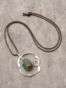 1pc Elegant Multi-Layer Round Gold Tone Necklace, Bohemian Style For Party, Vacation And Gift Jewelry, Long Black Necklace, Gift For Mother, Lover - Wax Rope - View 7