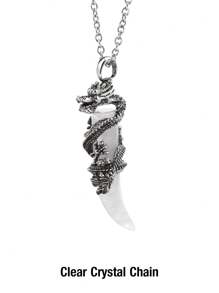 1pc Vintage Man Crystal Necklace Dragon Natural Stone Rose Quartz Black Obsidian Tiger Eye Amethyst Pendant Stainless Steel Necklaces Amulet H181 - Necklace - View 11
