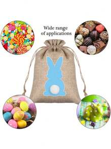 10 件复活节可爱兔子包装袋，可爱兔子毛绒储物袋，复活节粗麻布袋，4*6 英寸复活节兔子抽绳礼品袋糖果袋，工艺帆布礼品袋，复活节派对生日用品，复活节抽绳抽绳礼品袋 - 彩色 - 查看 4