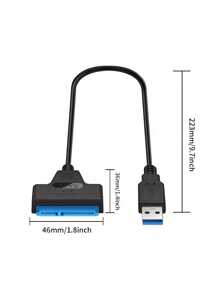 SATA To USB Cable, USB 3.0 To SATA III Hard Driver Adapter Compatible With 2.5 Inch HDD And SSD - Black - View 3