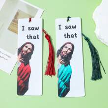 1/2Pcs Funny God Bookmark "I Saw That" Double Printed Acrylic Bookmarks With Beautiful Tassel, Perfect Gift Book Accessory For Readers Book Lovers Reading Marker,School Supplies,Back To School
