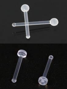 25 piezas Conjunto de Piercings Nasales Transparentes Simples - transparente - Ver 4