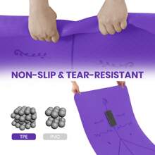 Good Nite 6mm Non-Slip TPE Yoga Mat With Carry Strap, High-Density Exercise Mat For Yoga, Pilates, Home Gym, Fitness Training, Available In Multiple Colors, 183 X 61 Cm, Ideal For Beginners, Men And Women - Single Color - Purple - View 3