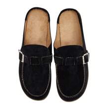 Women's Flat Slippers Comfortable Solid Color Soft Sole Closed Toe Slippers Casual Summer Beach Slides Sandals Shoes - 黑色 - 查看 7