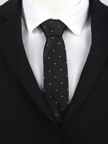 1pc Vintage Black Polka Dots Necktie, Casual Business Versatile Small Dotted TieMen Necktie - Black Polka Dots - View 4