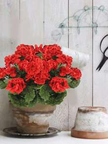 1/4 件人造天竺葵户外丝绸花人造天竺葵灌木仿真花天竺葵花卉家居装饰室内花园露台墓地墓园花瓶桌面摆件 - 紅色 - 查看 5