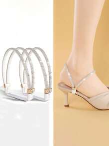 2 pezzi Fermalacci per tacchi alti, lacci da scarpe senza installazione per sandali, ciabatte, scarpe slip-on (possibili leggere variazioni di cucitura e disposizione di cristalli tra diverse partite, ma senza influire sull'utilizzo)