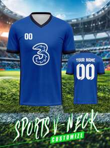 2025 夏秋季定制您自己的球衣，透气速干 210g 春夏男女通用运动队俱乐部训练 V 领足球衫，前后印有姓名、号码、标志，舒适贴合日常、休闲、派对