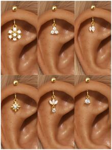 1 Stück Multi-Element Anhänger 925 Sterlingsilber Ohrringe für Damen flach rund Knorpel Ohrstecker perfekt für Alltag/Party Braut Schmuck Feiner Schmuck