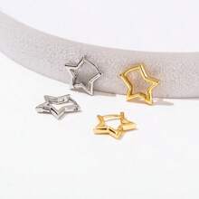 1 Pair Golden Plated Star Earrings For Couples Five-Pointed Star Ear Hoop - Yellow Gold - View 2