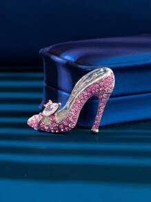 1pc Rhinestone Embellished High Heel Shoe Design Brooch Pin, Women Fashion Minimalist Luxury Accessory - Multicolor - View 9