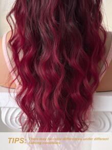 24-Inch Brown Long Wavy Heat-Resistant Synthetic Ponytail Hair Extensions, Claw Clip On, Suitable For Daily Wear, Black, Brown, Burgundy - Red Highlight - View 6