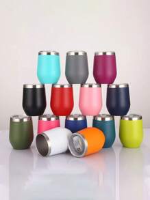 1 pieza Vaso térmico de acero inoxidable con aislamiento al vacío con forma de huevo de 350 ml/12 oz - a prueba de fugas, portátil, para bebidas calientes y frías, con retención de temperatura durante 12 horas, diseño minimalista y fluido, apto para fiestas de Acción de Gracias, Navidad, Año Nuevo, tardes de té en la oficina, picnics al aire libre, salidas de primavera, hogar, viajes, uso en la oficina, vuelta al colegio - Multicolor - Ver 2