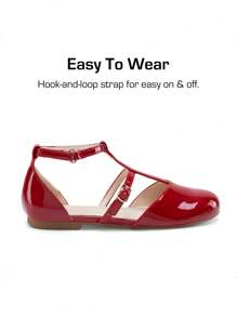 Girls Dress Shoes Mary Jane Flats For Little Girls Party Shoes With T Strap - 紅色 - 查看 5