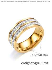 Custom Titanium Steel Full Of Synthetic Oxide Cubic Zirconium Rings, Couple Rings, Men's And Women's Wedding Rings, Girly Ring Jewelry, Suitable For Women's Daily Wear, Personalized Custom Engraving, Name, Date, Anniversary, Stainless Steel Custom Text, Unique And Ideal Gifts - Multicolor - View 12