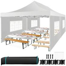 13x26 Pop Up Tent 13x26 Canopy With Sidewalls Heavy Duty Canopy Party Tent For Parties, Outdoor Wedding Large Event Tent Wind Waterproof UPF 50+ Ez Up In Garden Lawn With Roller Bag, Black - White - View 3