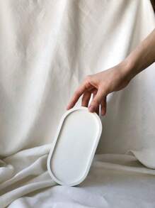 1 pieza Molde de silicona en forma de bandeja elíptica para hacer manualidades con resina, decoración del hogar, plataforma de exhibición de joyas, molde artesanal para yeso