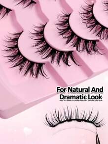 Sibeuna 7 Pairs Cartoon Anime False Eyelashes, Natural Makeup Effect, Moisturizing Lightweight False Lashes, Eyelash Extension, Makeup Tools - 尖尾漫畫款 - 查看 6