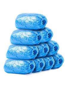 100pcs Disposable Shoe Cover Waterproof And Dustproof Protective Cover, Cleaning And Hygiene Products, Travel Hotel Shoe Cover, Thickened Plastic Dustproof Film, Easy To Carry Outdoor Travel, Household Necessities, Camping Accessories (Blue, Pink)