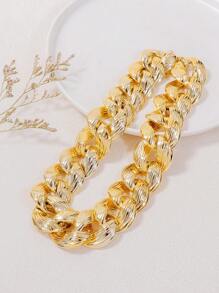 juran 1pc CBB Lightweight Chain Short Necklace, Shiny Punk Hiphop Metallic Necklace