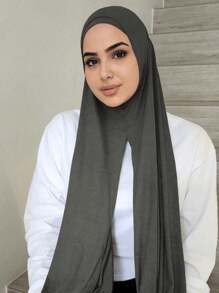 1pc Women's Solid Color Comfortable Stretchy Scarf Hijab Headscarf, Fashionable And Simple, Convenient, Suitable For All Seasons For Abaya Daily Under Cap Veiled Clothes