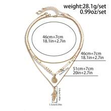 3 件套男士夏季椰壳和贝壳串珠项链，时尚百搭金属扁平蛇链项链，适合休闲、派对和礼物 - 混色 - 查看 3