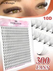 CoMango 300Fans C/D 10D 预制扇形浓密俄罗斯睫毛 0.07mm 预制扇形丝质柔软浓密睫毛延长睫毛簇、睫毛簇、单根睫毛、睫毛、假睫毛 - 黑色 - 查看 11