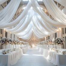 78"/118"/315" Large Size Elegant White Chiffon Voile Wedding Arch Curtain Backdrop, Suitable For Ceremony And Stage Decoration, Wedding Decor - Multicolor - View 8