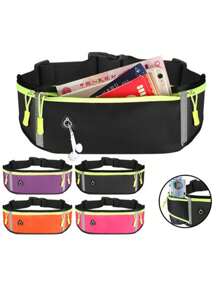 1pc Sports Waist Bag Girls Men Universal Phone Running Waist Bag Hidden Bodycon Waterproof Multi Layer Outdoor Pocket Stay Safe And Stylish On The Go: 1pc Sports Waist Bag For Men And Women With Waterproof Fanny Pack And Reflective Strip - Multicolor - View 2