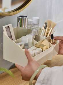 1pc ABS Desktop 6-Compartment Storage Box, Home Organizer For Nightstand, Makeup, Bathroom, 6 Compartments For Storage