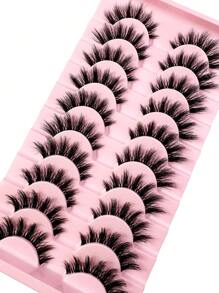 LYBCG New 10 Pairs Manga Lashes Eyelashes 3D Mink Lashes Natural Eyelashes Clear Eyelash Stem False Eyelashes Cat Eye Lashes Eyelash Extension Effect For Halloween Cosplay Manga Lashes - màu đen - Xem 2