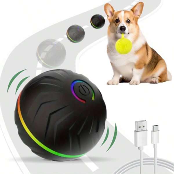 Regalo de amante de perros interactivo y juguete de bolas con luces LED para mamá de perro, pelotas que ruedan y rebotan automáticamente, activadas por movimiento, juguete interactivo inteligente recargable por USB para amantes de perros y mamás de perros pequeños y medianos