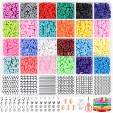 1000pcs/2703pcs Polymer Clay Beads Assortment, DIY Jewelry Making Kit For Necklaces, Anklets, Bracelets And Phone Chains, Handmade Craft, Friendship Bracelets, Birthday & Christmas Gifts