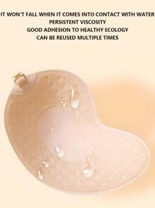 Classic Mango Shaped Adhesive Cleavage Enhancing Strapless Backless Invisible Bra Push Up Bra Inserts, Suitable For Dresses And Gowns - Black - View 9