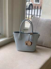 2025 春季韩国小众编织水桶托特包，通勤单肩斜挎包 - 藍色 - 查看 5