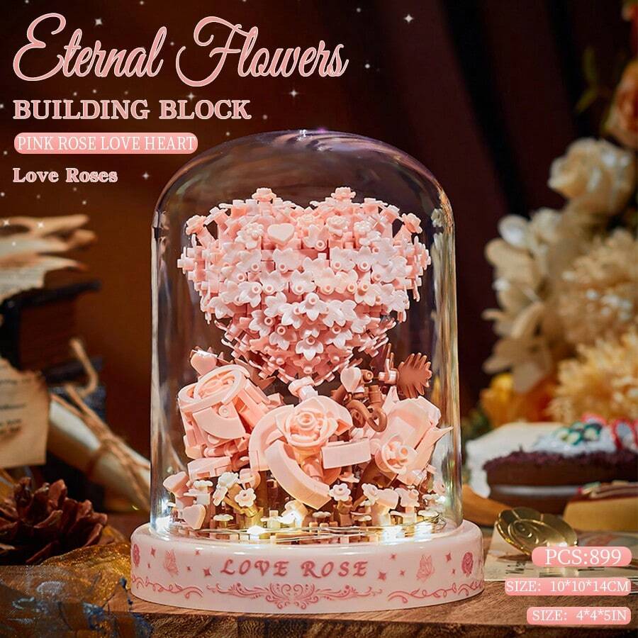 ABS 永生花系列积木，高难度拼图，500+ 片，缓解压力，培养耐心的积木玩具套装 - 彩色 - 查看 1