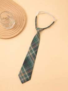 1pc 33cm Checkered Pre-Tied Tie For Teenagers & Children,  Student Necktie With Accessory For Festive Occasions, Performances, Suits & Dress Shirts