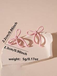 1 对精致、时尚、轻巧、多功能、优雅、高端、独特蝴蝶结设计女士耳环 - 粉紅色 - 查看 4