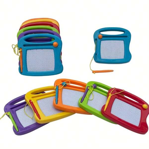 1 pieza Mini tablero magnético de dibujo para niños - Bloc de notas para garabatear y borrar, ideal para fiestas de cumpleaños y regalos, colores variados, plástico, diseñado para edades de 3 a 6 años - Importado de China, vuelta al cole