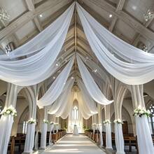 78"/118"/315" Large Size Elegant White Chiffon Voile Wedding Arch Curtain Backdrop, Suitable For Ceremony And Stage Decoration, Wedding Decor - Multicolor - View 6