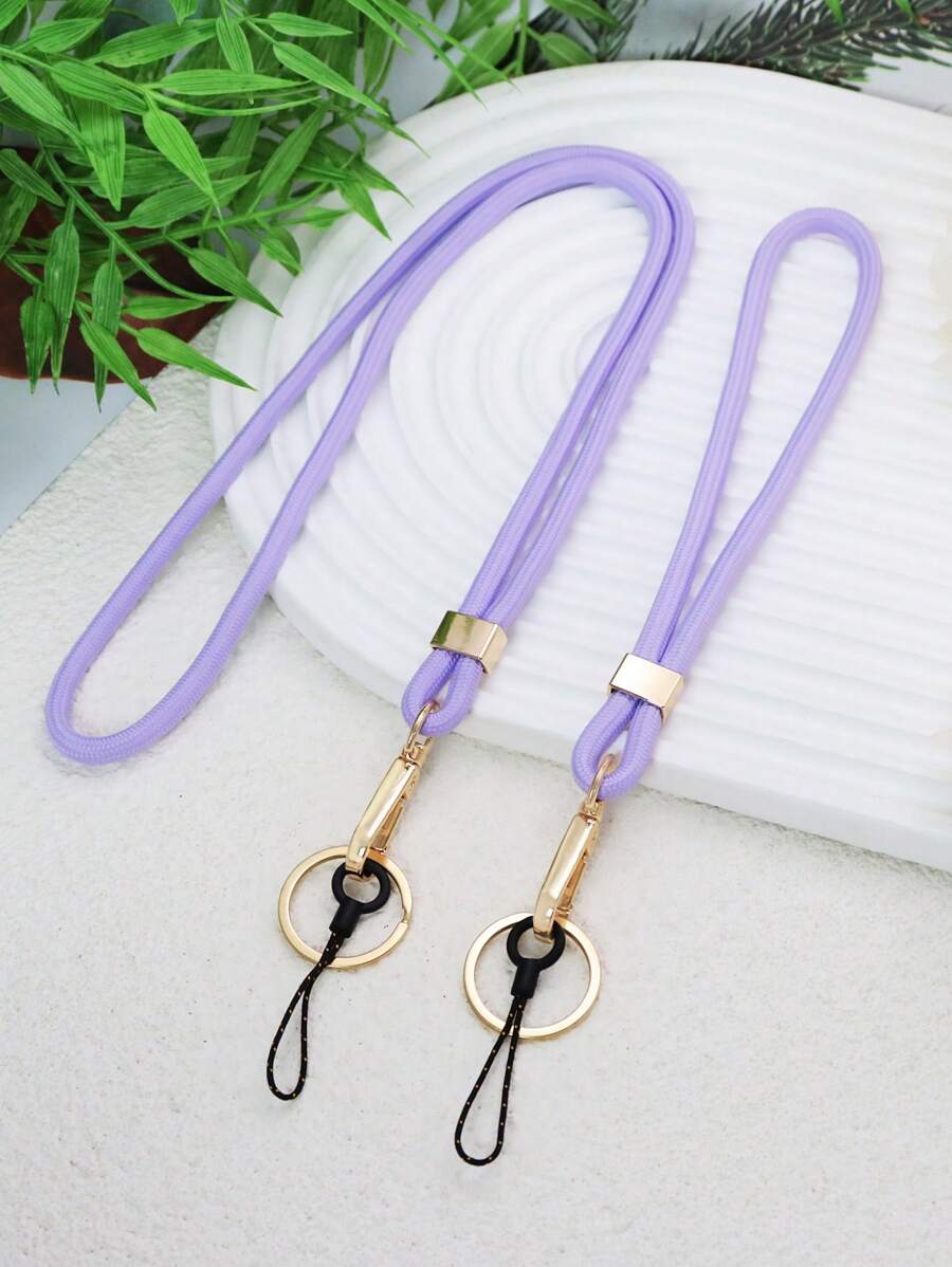 Cordón de nailon morado para el cuello para tarjetas de identificación, portabadges y llaves, con cuerda para teléfono celular, cordón lindo de muñeca para tarjetas de crédito, pase, accesorios con dije para teléfono celular, con un llavero de metal, excelentes regalos para mujeres, hombres, personal, estudiantes, maestros, amigos