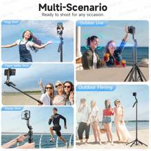 AXNEN Auto Face Tracking Tripod For Smartphones, Extendable 3 In 1 Aluminum Bluetooth Selfie Stick, 360° Rotation Phone Tripod With Wireless Remote And Phone Holder, Selfie Stick Tripod For IPhone16/15/14/13/12 Pro, Android Phone, Black