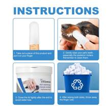 Yegbong Pet Dental Finger Wipes, Bad Breath Tartar Teeth Yellow Dog Clean Mouth Care Finger Cover - White - View 7