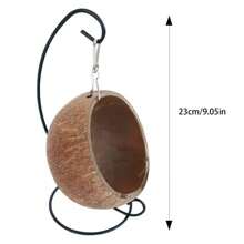 Cama de coco para hámster, refugio de hámster natural de coco, hamaca de suspensión, cama de cáscara de coco para hámster con almohadilla térmica para pequeños animales. (Nota: Las cáscaras de coco son productos naturales y los arañazos en el interior son normales.)