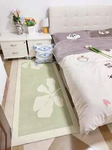 1pc Summer Fresh European & American Hot-Selling Green Leaf & Floral Carpet, Faux Wool Rug, Decorative Carpet For Living Room, Bedroom, Piano Room, Study, Closet, Kids Room, Comfortable Non-Slip