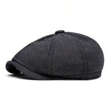 Retro British Plaid Octagonal Cap Men, Autumn/Winter Fashion Beret Cap, Korean Style Newsboy Hat