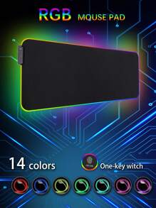 31.5 X 11.8 Inch RGB Gaming Mouse Pad, Stitched Edges, Premium Micro-Woven Cloth, Non-Slip Base, Extended Soft LED Mouse Mat, Black - Black - View 6