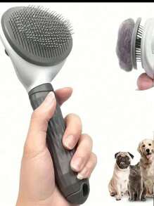 1 Stück Selbstreinigende Slicker Bürste - Mühelos Fellpflege & Fellwechsel Kontrolle für Hunde, Katzen & Kaninchen - Belebende Massagebürste, ideal für Tiere mit langem oder kurzem Fell