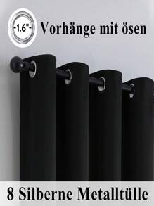 2pcs Black Blackout Curtains With Grommets, Light Blocking Window Curtains For Bedroom - Schwarz - View 5