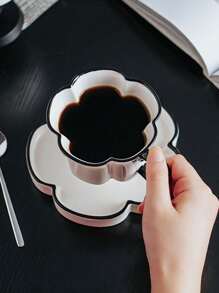 1 件奢华花瓣形咖啡杯碟，陶瓷茶杯和餐具套装，适合下午茶、甜点和礼物、早餐、茶会、居家、花园、餐厅、夏季和冬季 - 彩色 - 查看 9